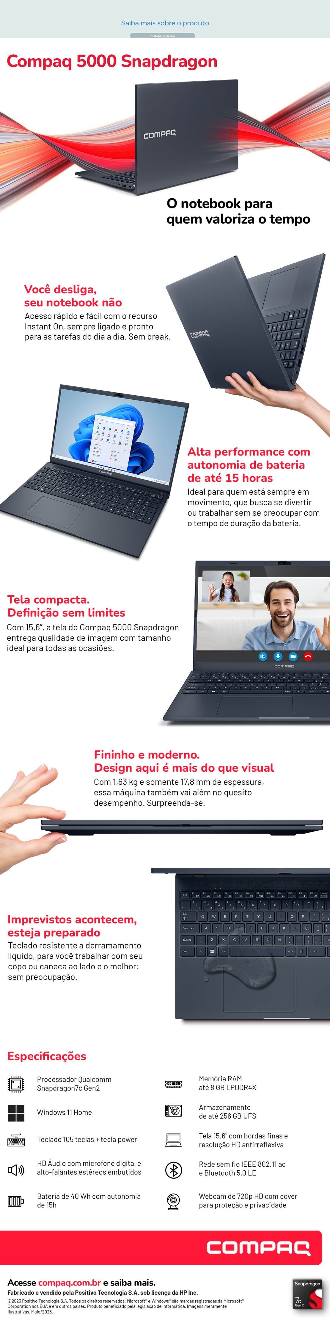 Notebook Compaq Presario Snapdragon C Gb Gb Ufs Hd Windows