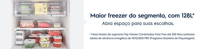 Maior freezer do segment, com 128L