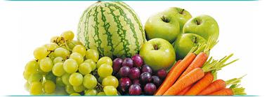 conjuto de frutas e legumes