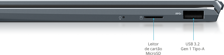 foto ilustrativa vista lateral esquerda, com conexões HDMI 2.0 e USB-C Thunderbolt 4