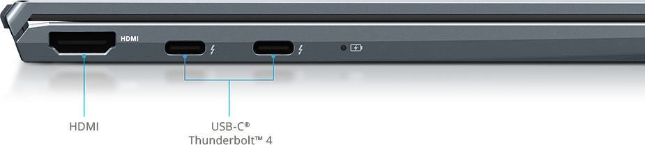 foto ilustrativa vista lateral direita, com conexões de leitor de cartão MicroSd, Conector de audio e USB 3.2