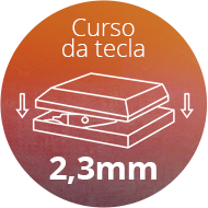 Teclas com 2,3mm de curso