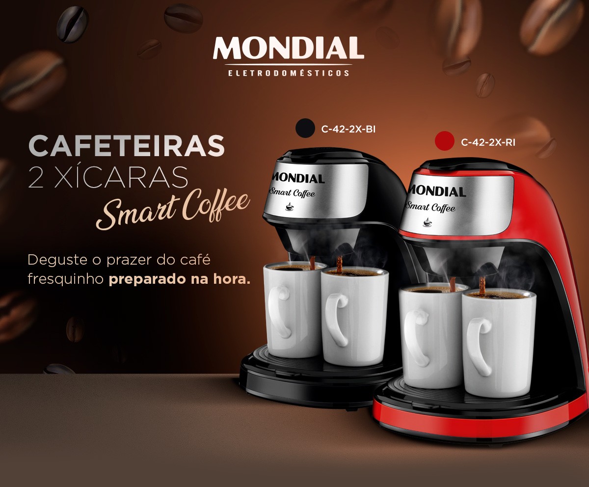 Cafeteiras 2 Xícaras Smart Coffee - Modelos: C-42-2X-BI e C-42-2X-RI - Mondial Eletrodomésticos