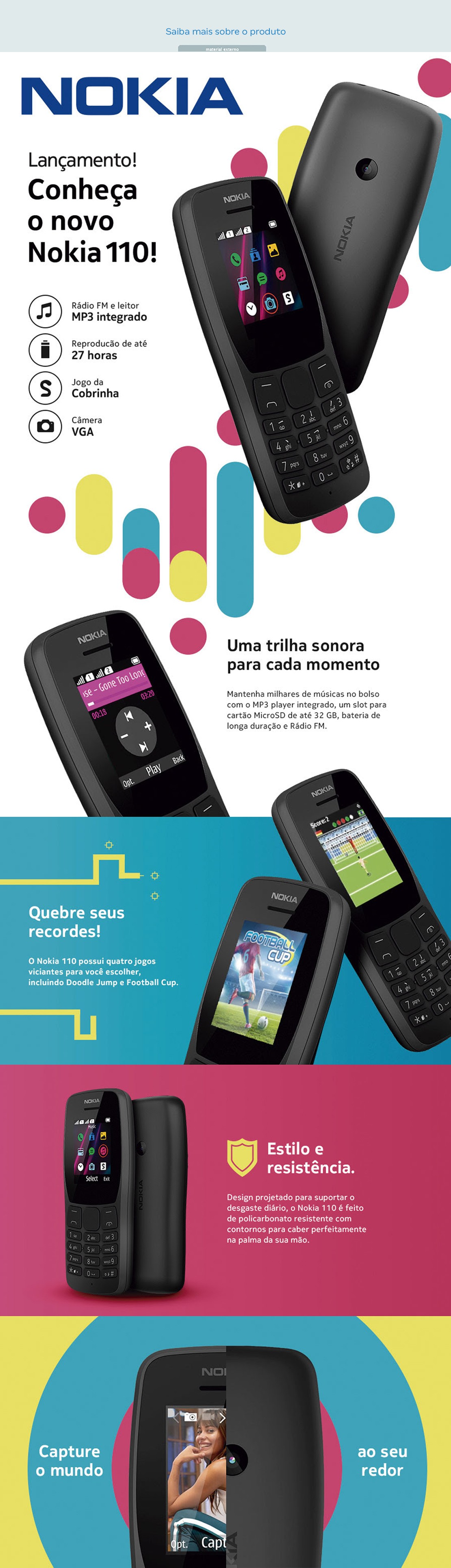 Celular Nokia 110 Rádio Fm Mp3 Câmera Vga E 4 Jogos Nk006 - Celular Básico  - Magazine Luiza