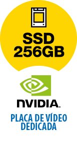 imagem ilustrativa SSD 256GB e placa de Vídeo Dedicada nvidia
