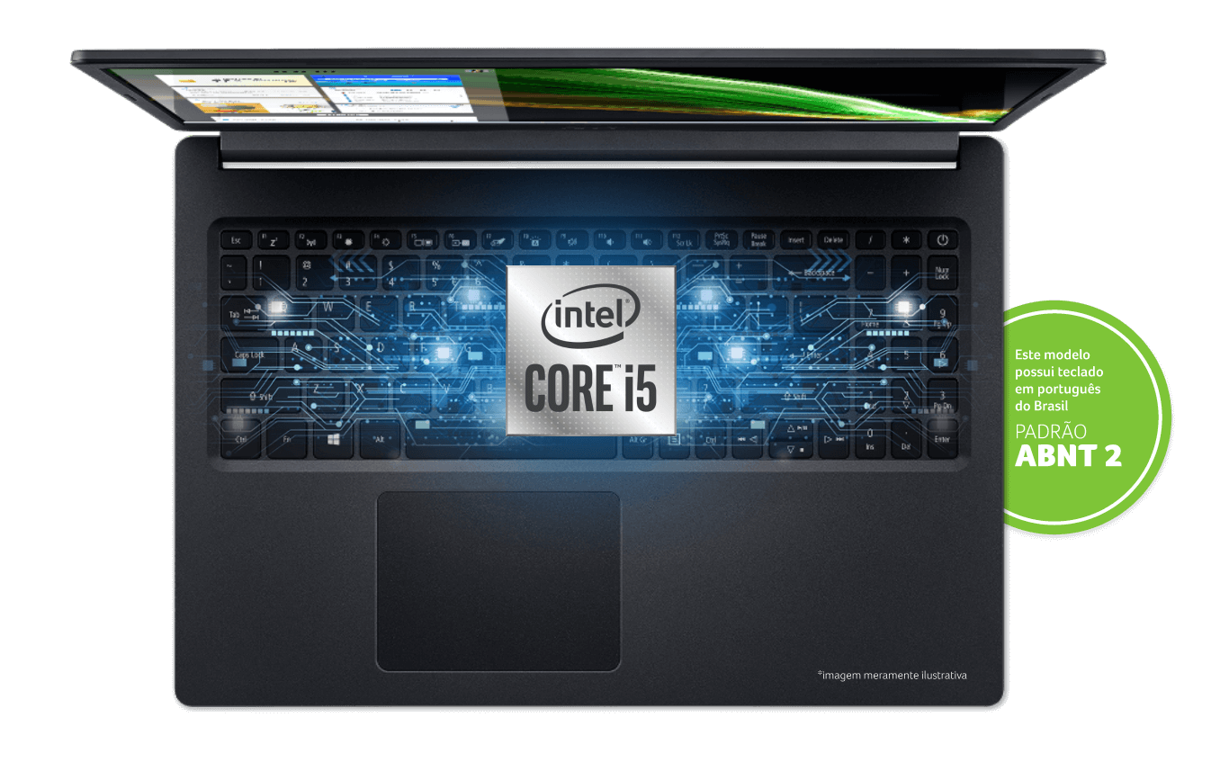 Notebook e selo intel