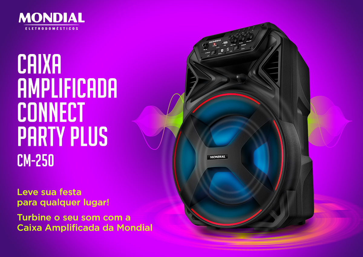 Caixa Amplificada Connect Party Plus  CM-250. Mondial Eletrodomésticos.