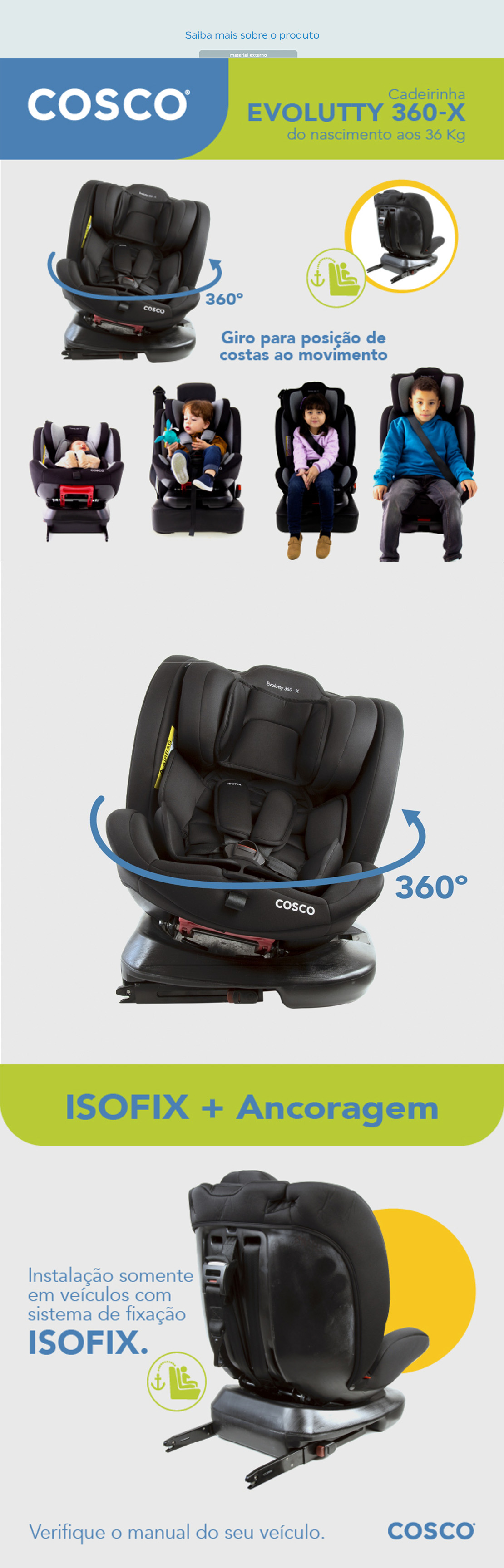 cadeirinha para auto reclinável com isofix cosco evolutty 0 a 36kg 4