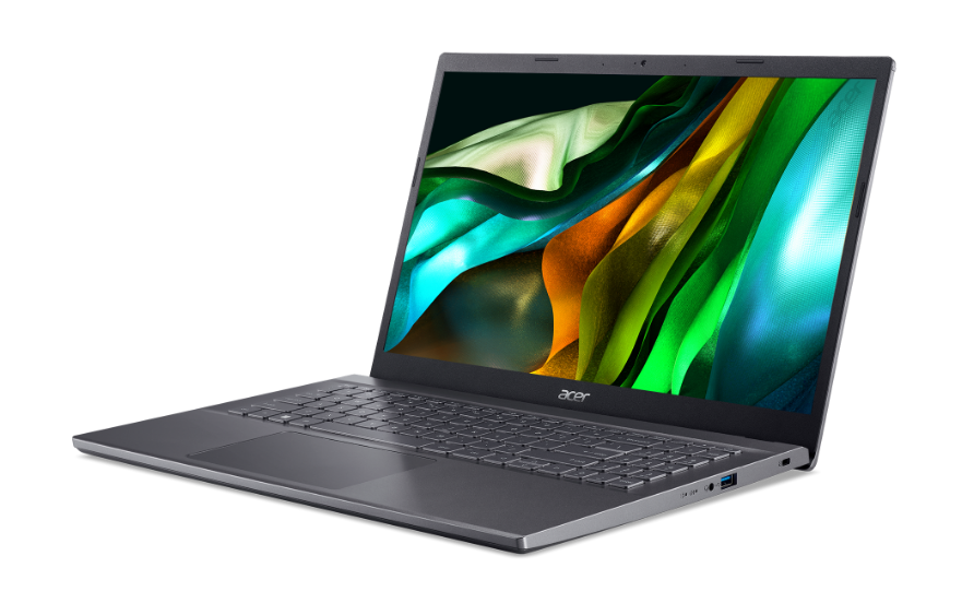Notebook Acer Aspire 5 A514-54-385S inclinado para a esquerda