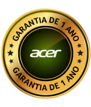 Circulo grande com as escritas 'Garantia de uma ano' ao redor e no meio o logo da Acer branco com letras minúsculas
