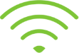 Símbolo de wi-fi em verde.
