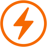 Ícone de raio laranja dentro de um círculo laranja para indicar as características da bateria.