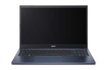 Notebook Acer Aspire 3 visto de frente com imagem abstrata em azul, verde e laranja na tela.