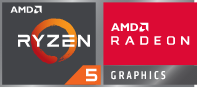 Logos AMD Ryzen 5 e AMD Radeon Graphics.