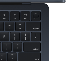Imagem de cima do teclado do MacBook Air com Touch ID