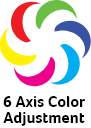 Logo Color Adjustment com faixas coloridas em disposição circular.