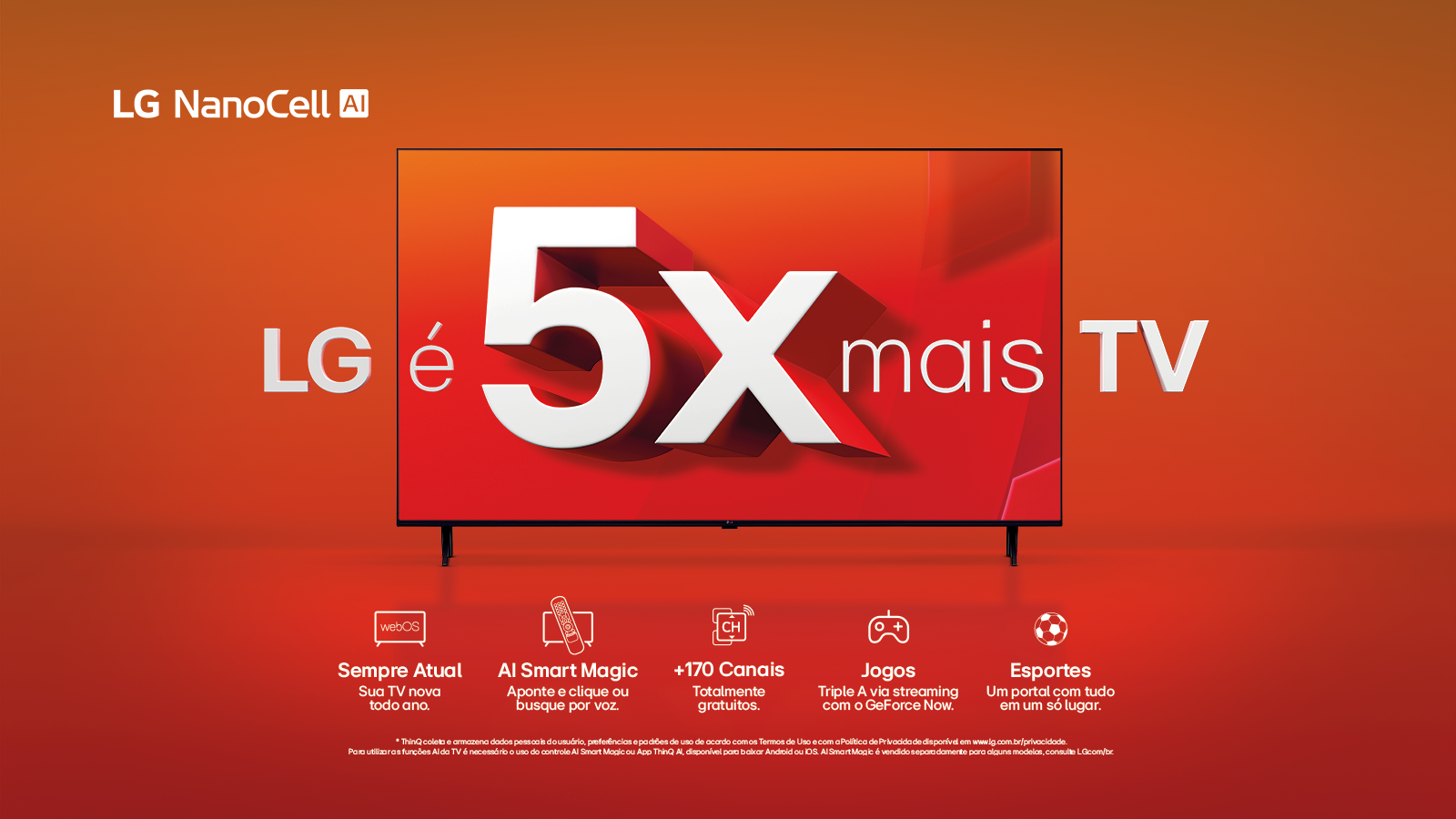 TV LG NANO em destauqe com 5X mais TV na tela