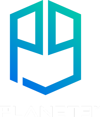 Logo Planet 9 em azul.