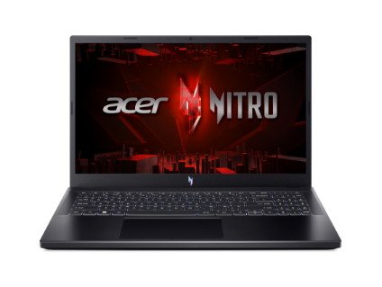 Notebook Acer Nitro 5 com desenho de cristais vermelhos na tela.