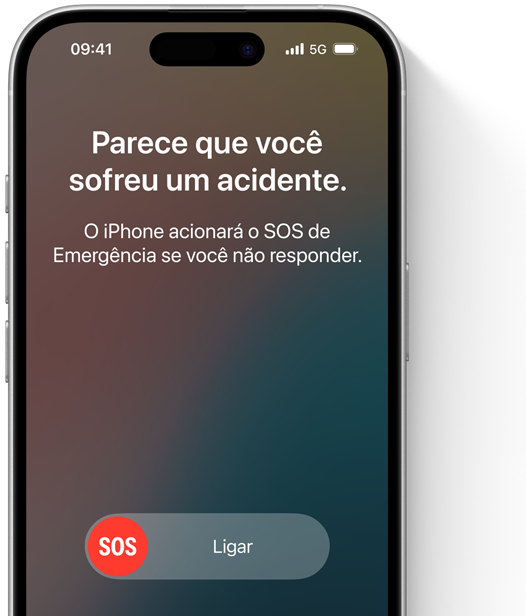 Um modelo de iPhone mostrando interações diferentes para Detecção de Acidente.