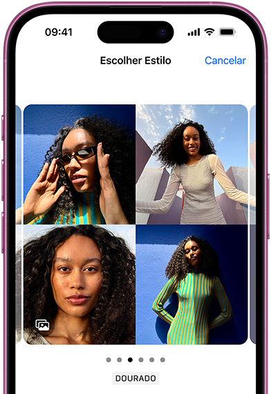 Os recursos de Estilos Fotográficos no iPhone 16 incluem o ajuste do tom e das cores.