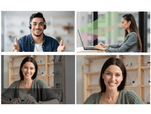 Imagem representando desfoque de fundo, contato visual e recorte automático