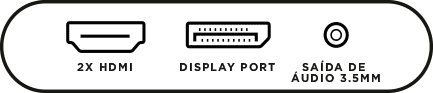 Conexão 2x HDMI, Display port, Saída de àudio 3.5mm